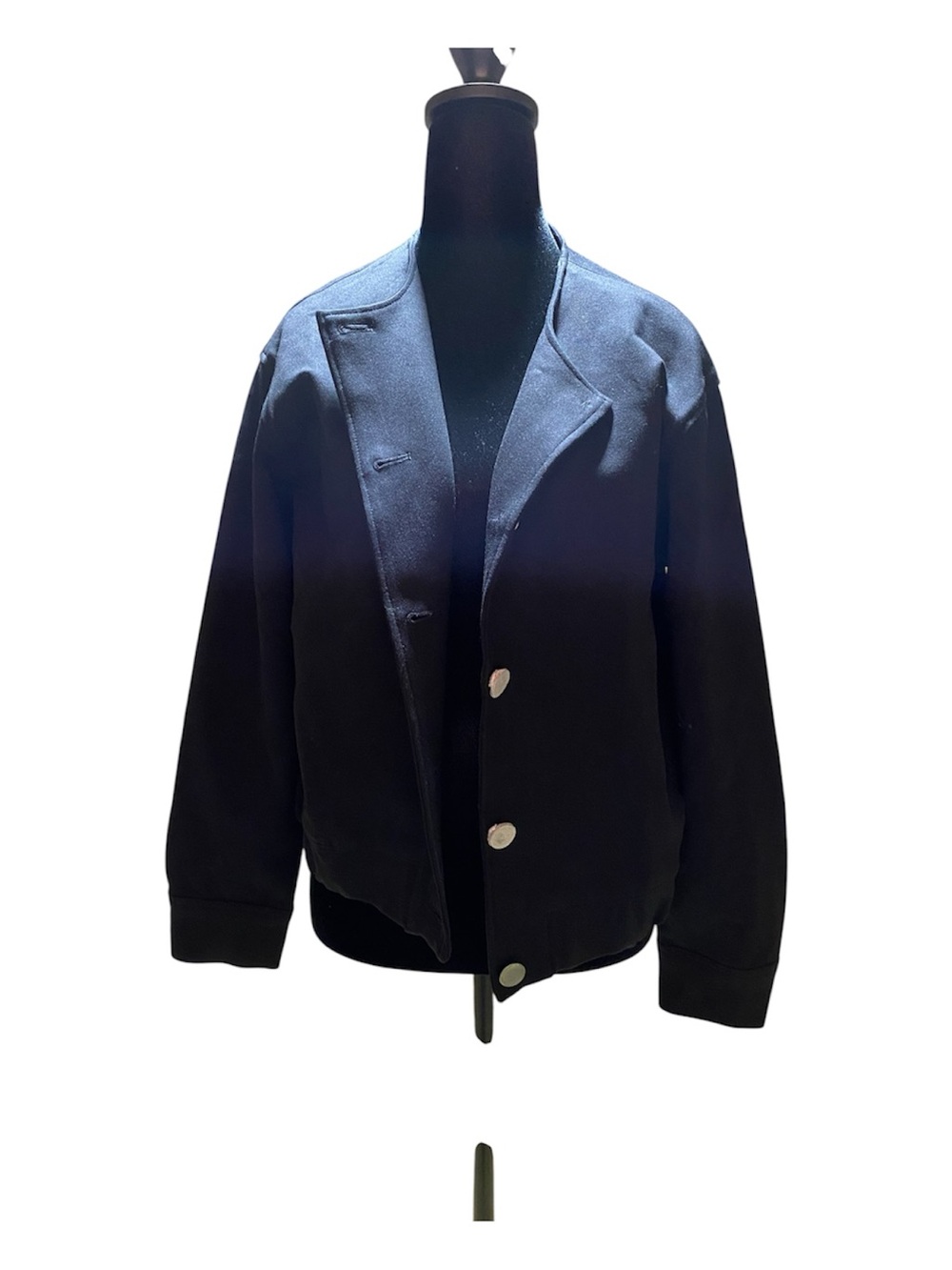 SPANX Black Bomber Jacket with Silver Buttons